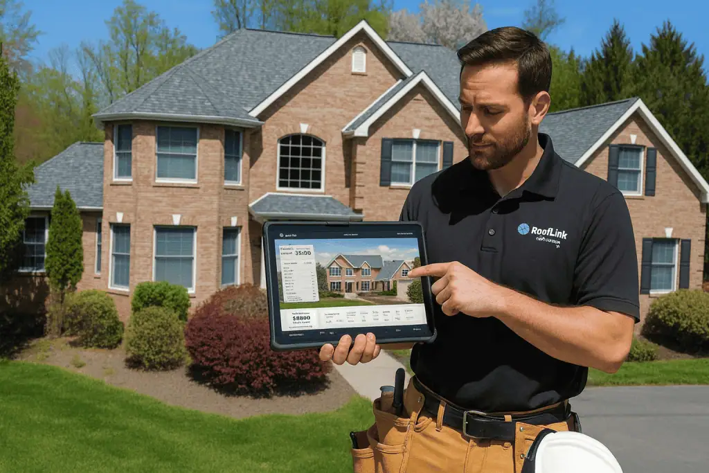 Roofing contractor using RoofLink Estimator Tool Review all-in-one estimating and measuring dashboard